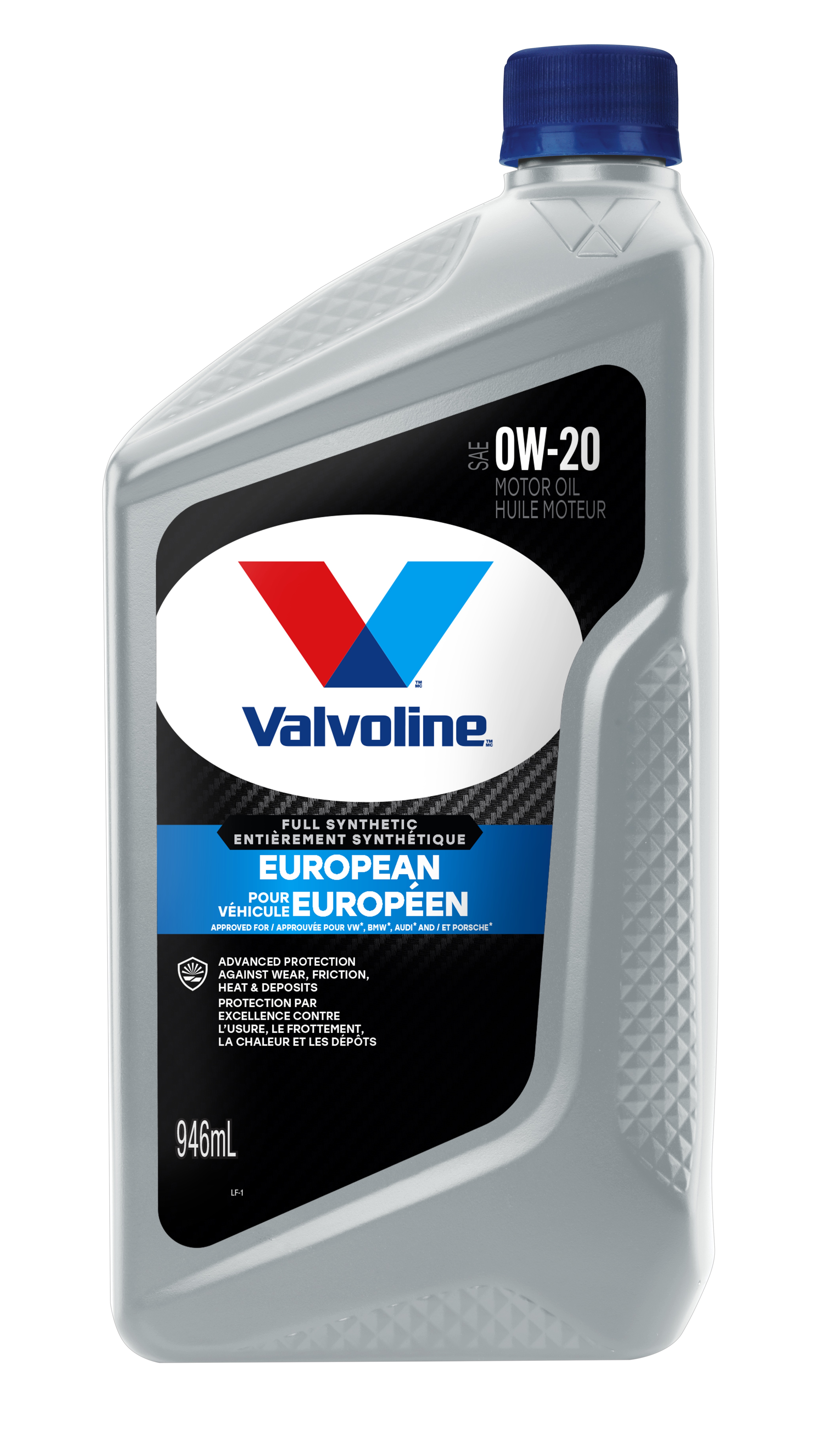 Huile moteur entièrement synthétique SAE 0W-20 pour véhicules européens, 946 ml